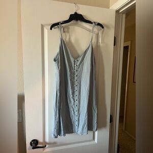 Topshop Steel Blue Button Up Mini Dress